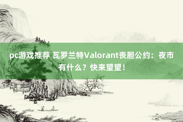 pc游戏推荐 瓦罗兰特Valorant丧胆公约：夜市有什么？快来望望！