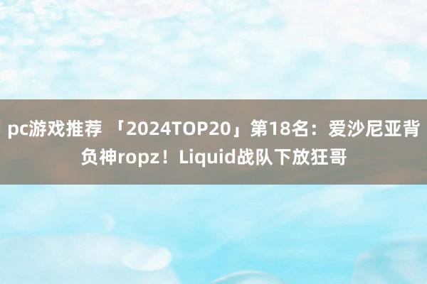 pc游戏推荐 「2024TOP20」第18名：爱沙尼亚背负神ropz！Liquid战队下放狂哥